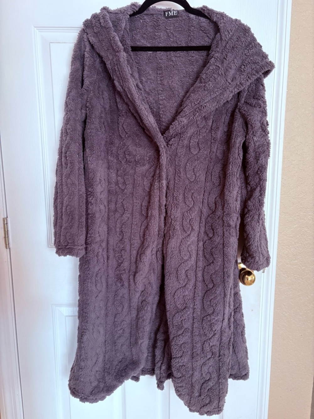 Plush Hooded Robe Cardigan Fuzzy Cozy Duster Lounge Wear M/L NWOT